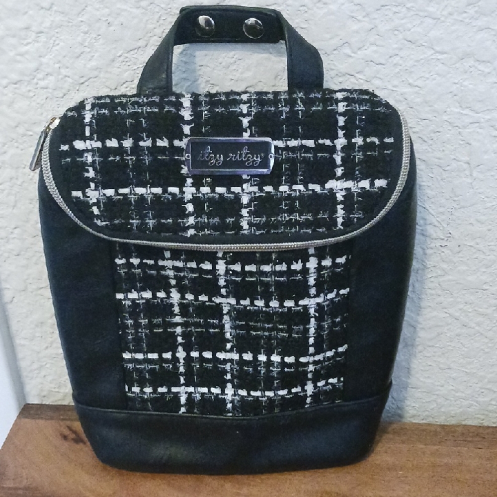Itzy Ritzy Black and White Tweed Chill Like A Boss Baby Bottle Bag
